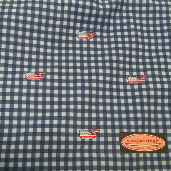 Vinyard Vines Patriotic Gingham Plaid USA Whale Swim Trunks XXL Mens - Picture 4 of 5